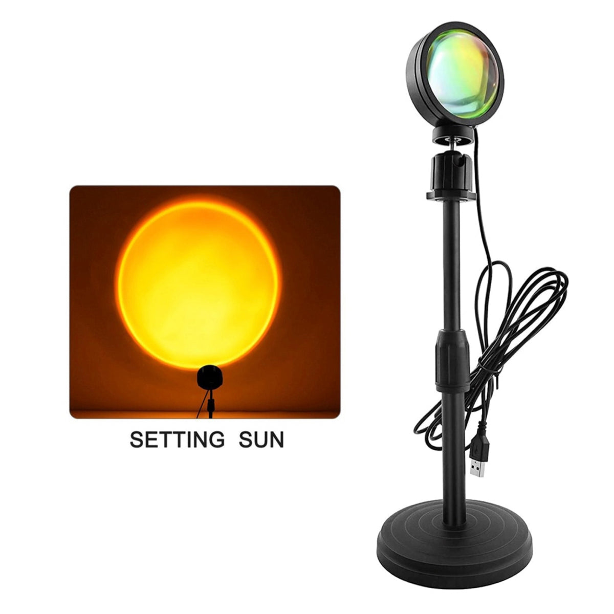 Lampa de veghe cu proiectie Setting Sun, awwaline®, reglabila pe inaltime, rotatie 360 grade, lumina ambientala pentru atmosfera romantica