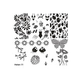 Matriță decor unghii H 11 – costume de baie, palmieri, fluturi și flori