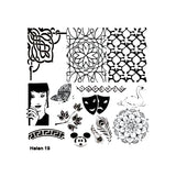 Matriță decor unghii H 19 – măști, mandale, pene și modele
