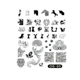 Matriță decor unghii OS-03 – animale, pene și modele