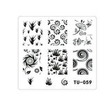 Matriță decor unghii TU 059 – plante, spirale și frunze