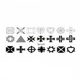 Matriță decor unghii medie QJ-L07 – cruci și forme geometrice