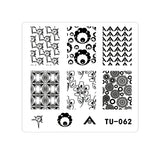 Matriță decor unghii TU-062 – flori, spirale și modele geometrice