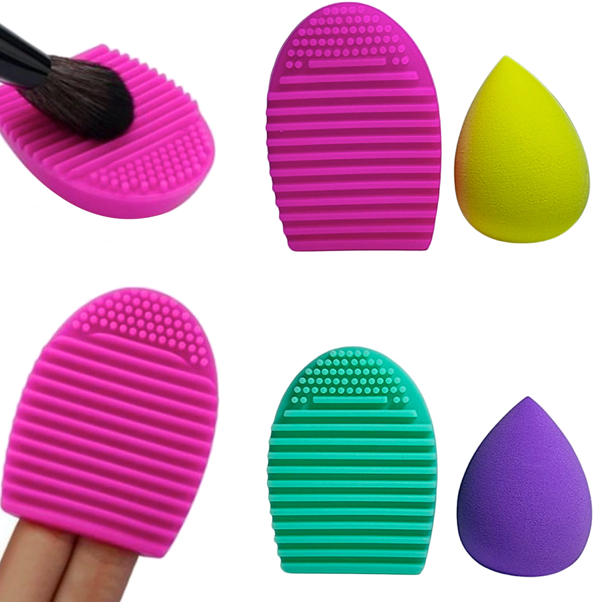 Perie Silicon Pentru Curatarea Pensulelor +Burete Make-Up V